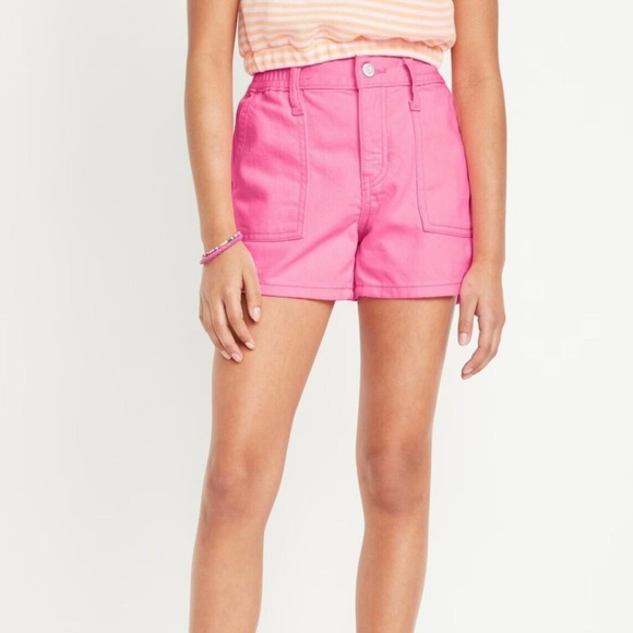 Old Navy Girls Elastic High Waisted Utility Jean Shorts SZ 8 NWT - Picture 2 of 7